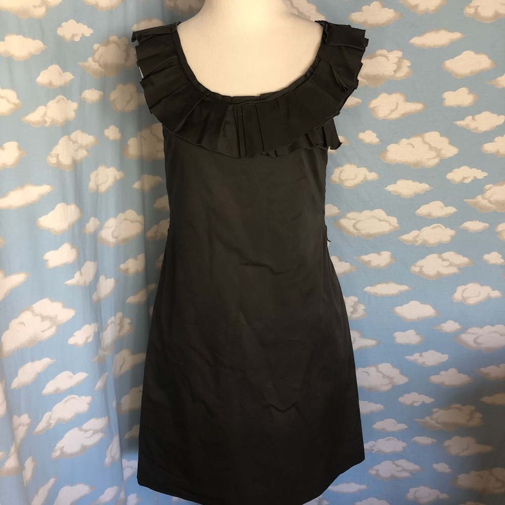 J. Crew Ruffled Scoop-neck Fit & Flare Dress Charcoal Gray Size 2